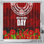 New Zealand ANZAC Waitangi Day Shower Curtain Hei Tiki and Soldier