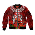 New Zealand ANZAC Waitangi Day Sleeve Zip Bomber Jacket Hei Tiki and Soldier
