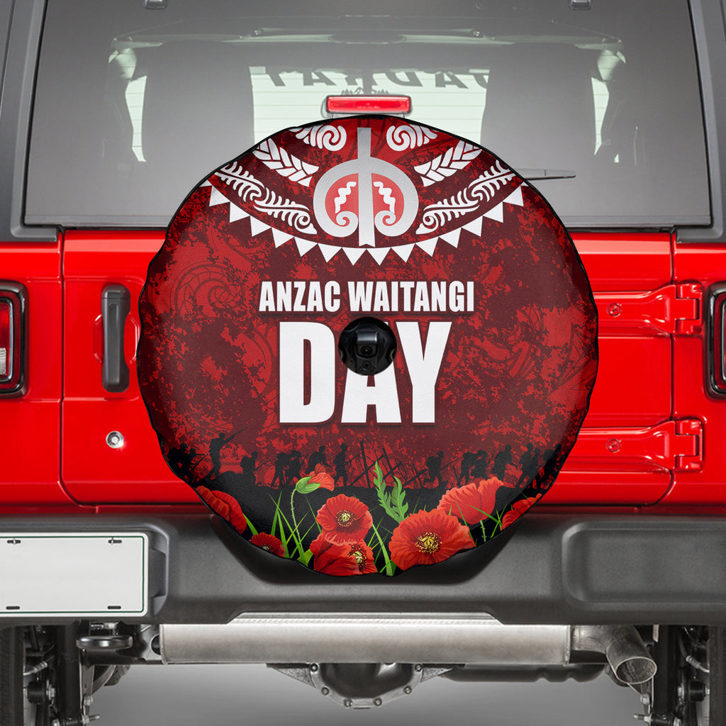 New Zealand ANZAC Waitangi Day Spare Tire Cover Hei Tiki and Soldier