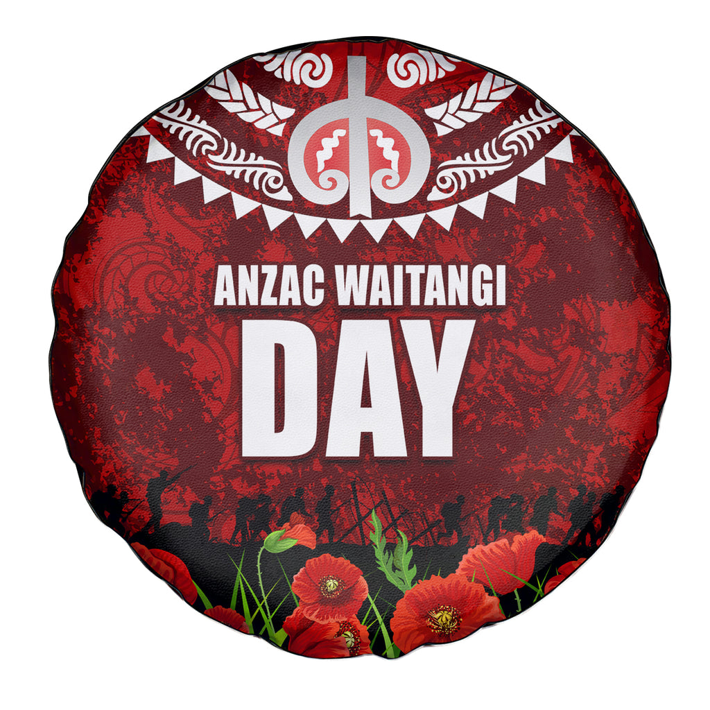 New Zealand ANZAC Waitangi Day Spare Tire Cover Hei Tiki and Soldier