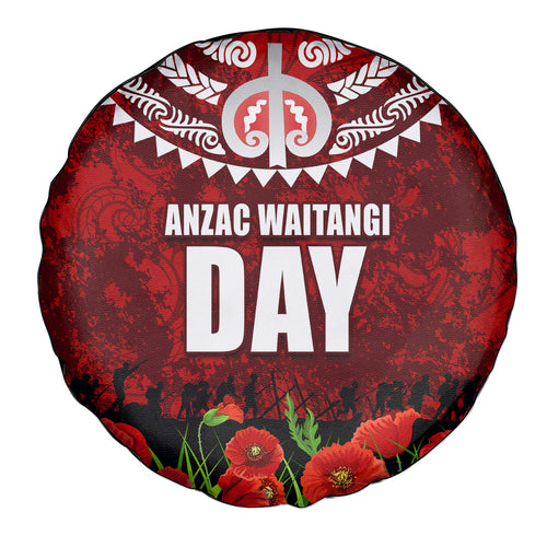 New Zealand ANZAC Waitangi Day Spare Tire Cover Hei Tiki and Soldier