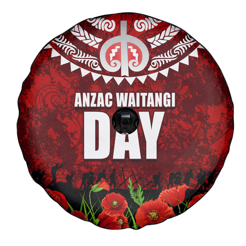 New Zealand ANZAC Waitangi Day Spare Tire Cover Hei Tiki and Soldier