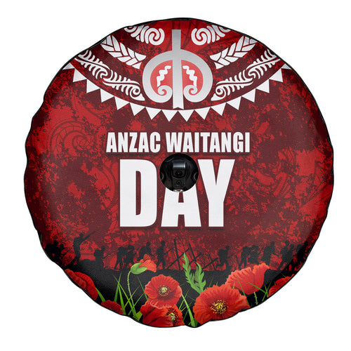New Zealand ANZAC Waitangi Day Spare Tire Cover Hei Tiki and Soldier