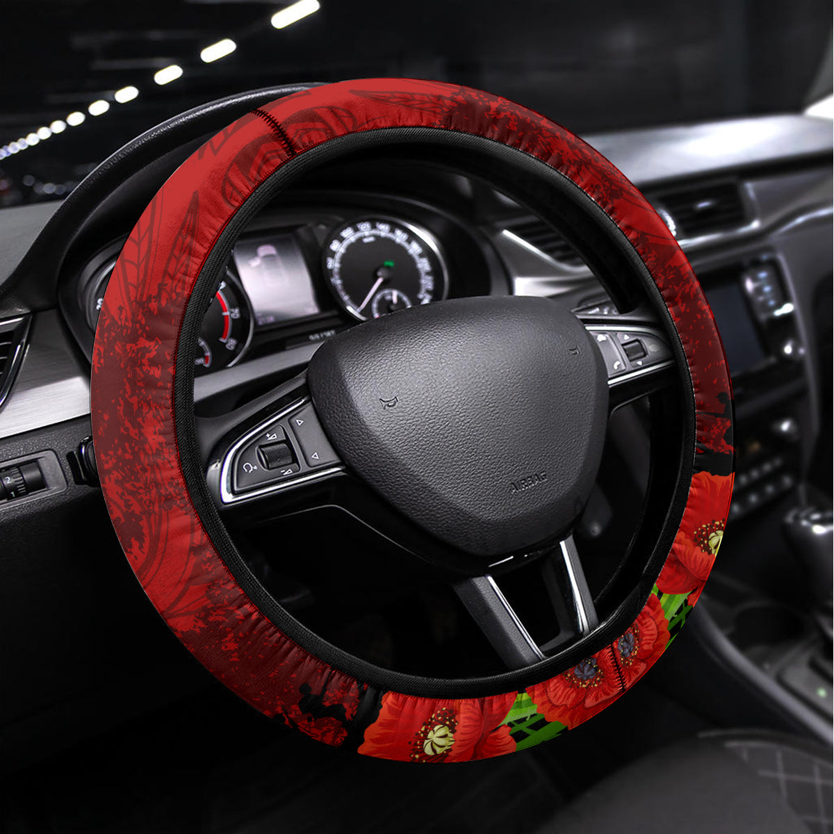 New Zealand ANZAC Waitangi Day Steering Wheel Cover Hei Tiki and Soldier