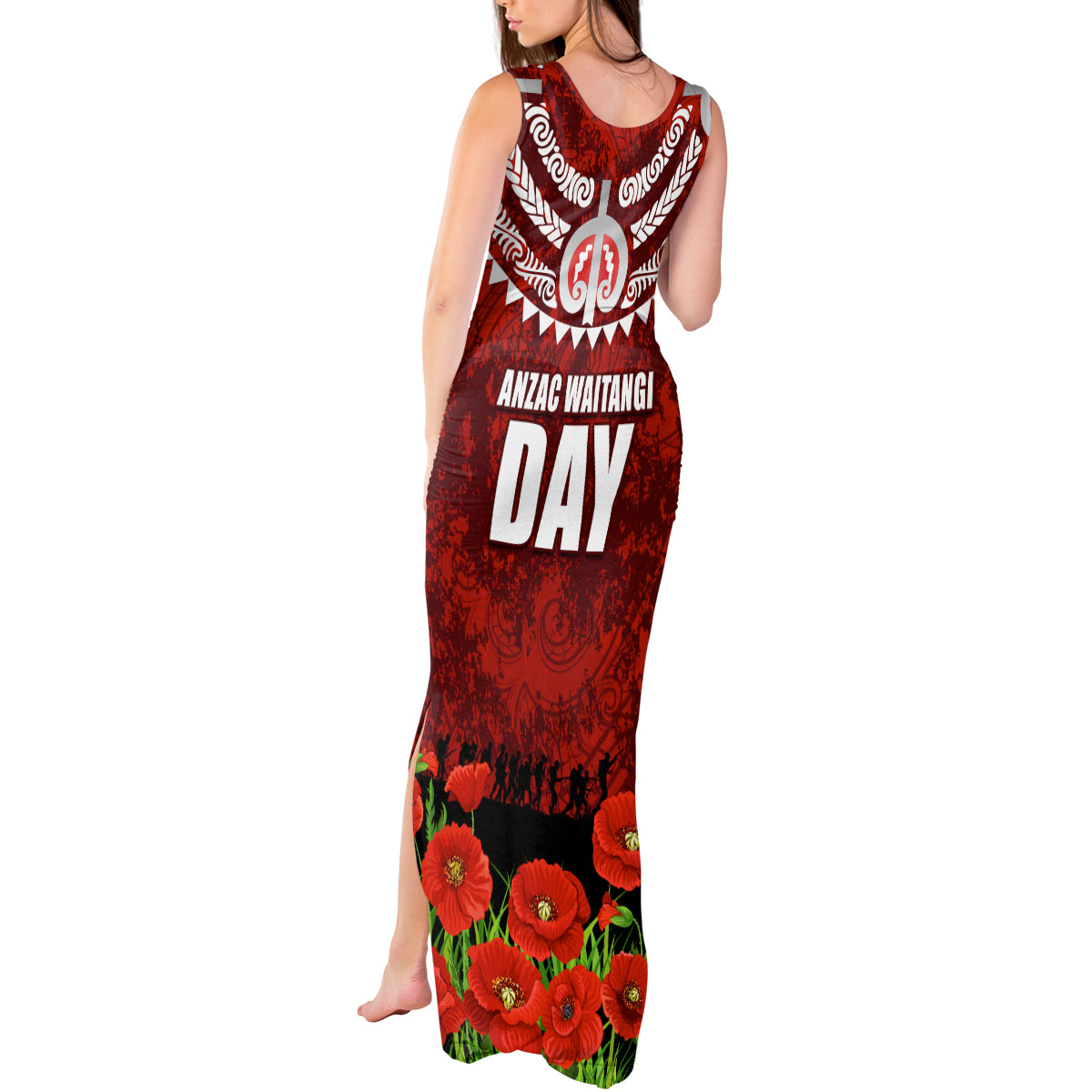 New Zealand ANZAC Waitangi Day Tank Maxi Dress Hei Tiki and Soldier