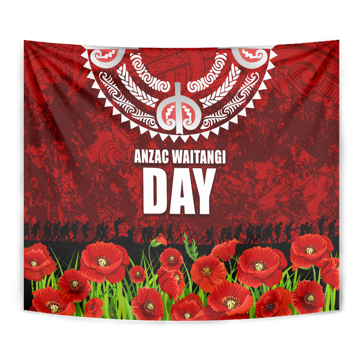 New Zealand ANZAC Waitangi Day Tapestry Hei Tiki and Soldier
