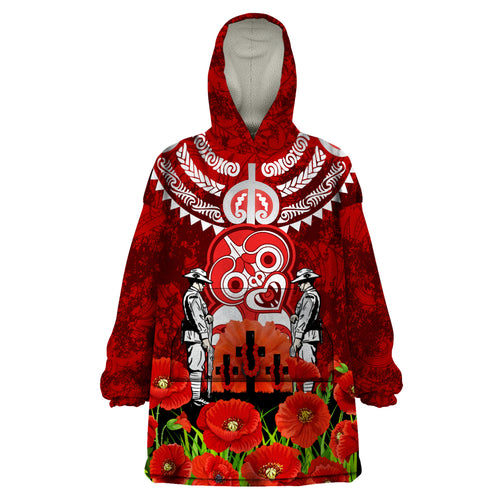 New Zealand ANZAC Waitangi Day Wearable Blanket Hoodie Hei Tiki and Soldier