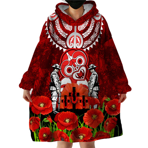 New Zealand ANZAC Waitangi Day Wearable Blanket Hoodie Hei Tiki and Soldier