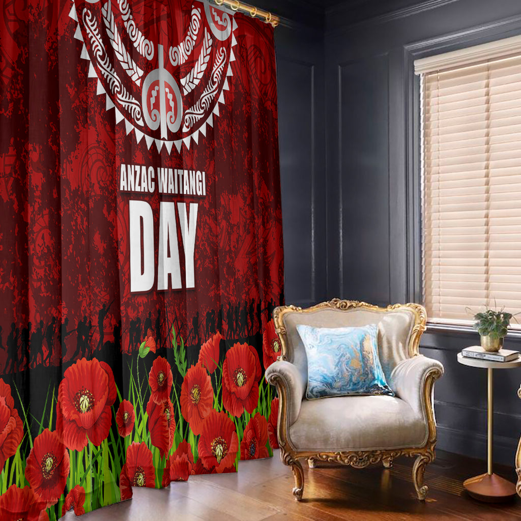 New Zealand ANZAC Waitangi Day Window Curtain Hei Tiki and Soldier