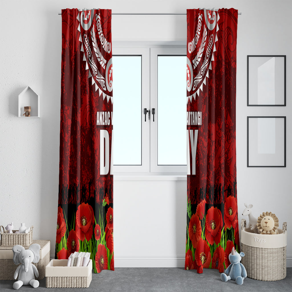 New Zealand ANZAC Waitangi Day Window Curtain Hei Tiki and Soldier