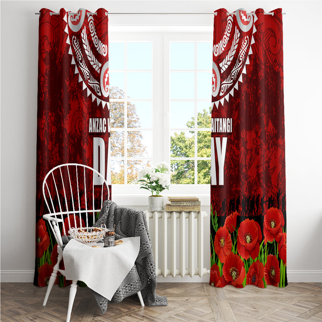 New Zealand ANZAC Waitangi Day Window Curtain Hei Tiki and Soldier