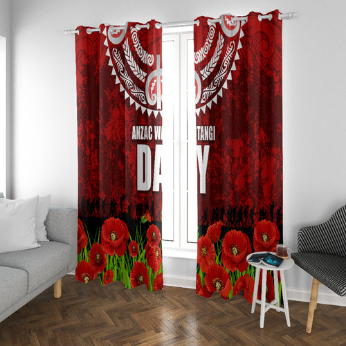 New Zealand ANZAC Waitangi Day Window Curtain Hei Tiki and Soldier