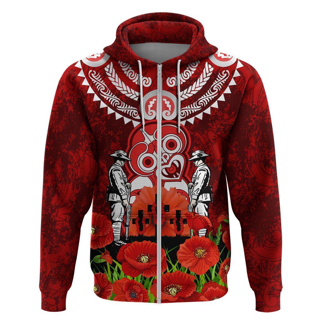 New Zealand ANZAC Waitangi Day Zip Hoodie Hei Tiki and Soldier