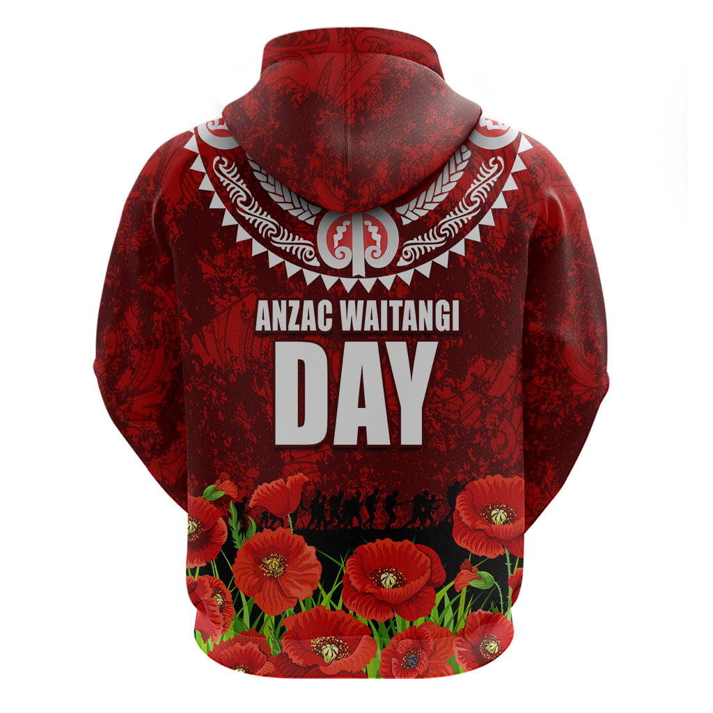 New Zealand ANZAC Waitangi Day Zip Hoodie Hei Tiki and Soldier