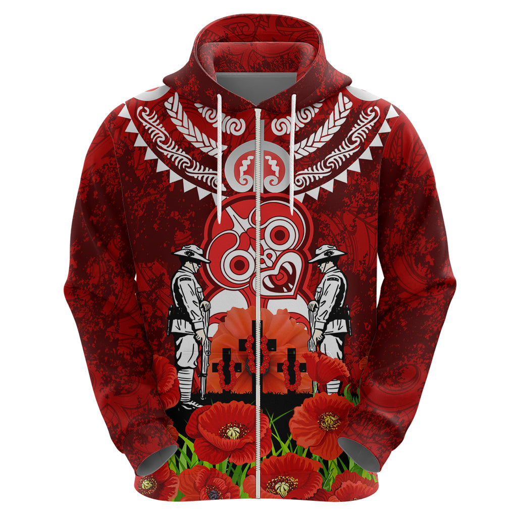 New Zealand ANZAC Waitangi Day Zip Hoodie Hei Tiki and Soldier