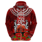 New Zealand ANZAC Waitangi Day Zip Hoodie Hei Tiki and Soldier