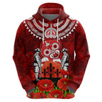 New Zealand ANZAC Waitangi Day Zip Hoodie Hei Tiki and Soldier