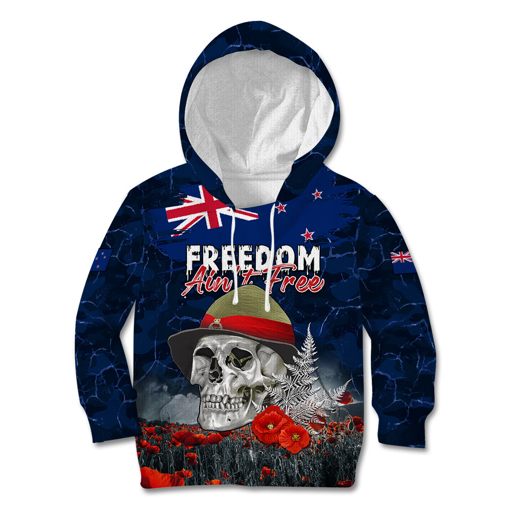 New Zealand ANZAC Day Kid Hoodie Freedom Ain't Free