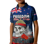 New Zealand ANZAC Day Kid Polo Shirt Freedom Ain't Free