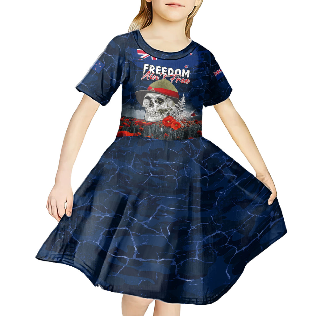New Zealand ANZAC Day Kid Short Sleeve Dress Freedom Ain't Free
