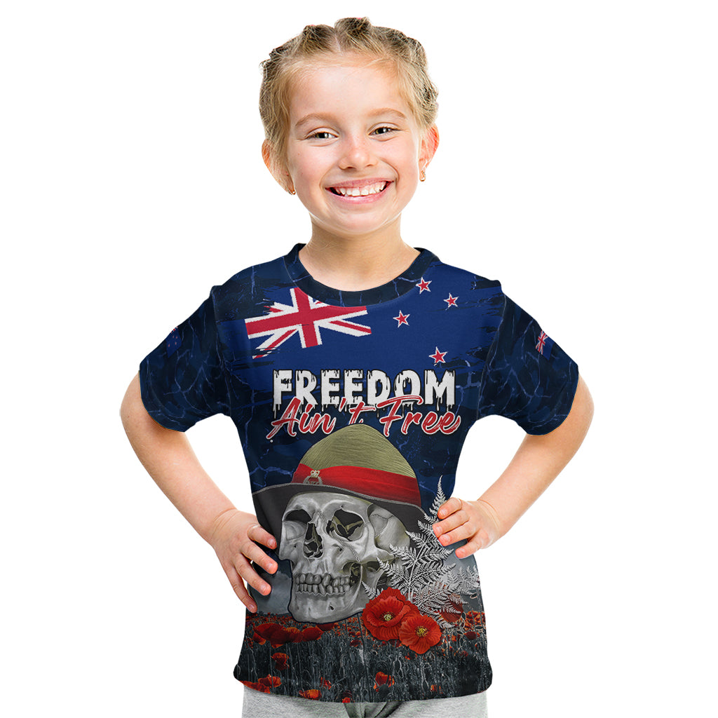 New Zealand ANZAC Day Kid T Shirt Freedom Ain't Free