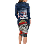 New Zealand ANZAC Day Long Sleeve Bodycon Dress Freedom Ain't Free