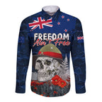 New Zealand ANZAC Day Long Sleeve Button Shirt Freedom Ain't Free