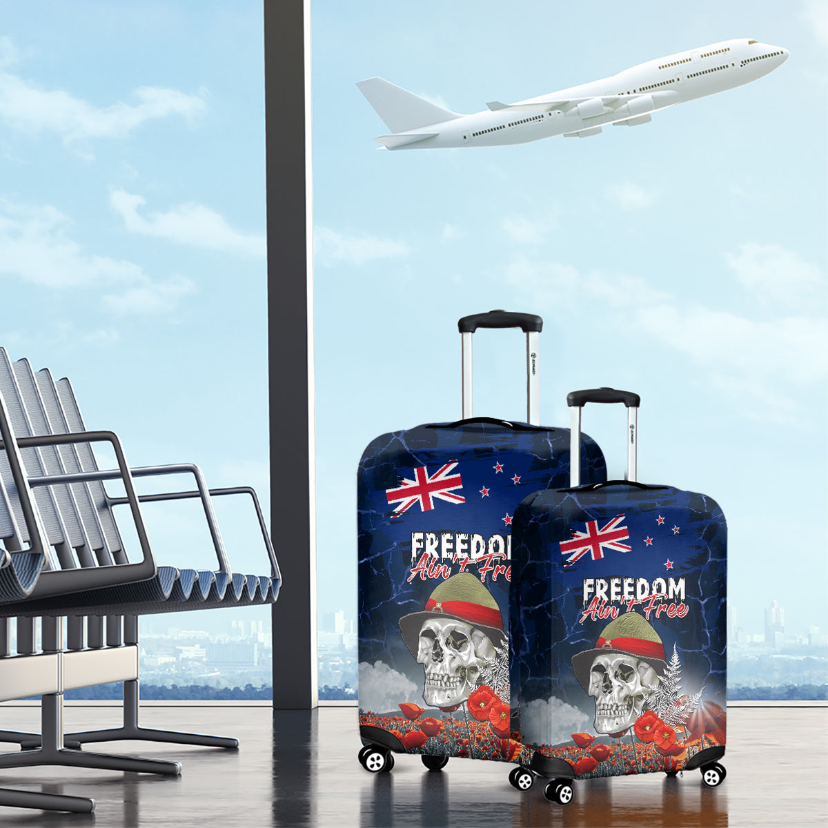New Zealand ANZAC Day Luggage Cover Freedom Ain't Free