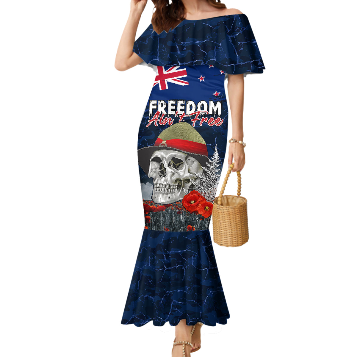 New Zealand ANZAC Day Mermaid Dress Freedom Ain't Free