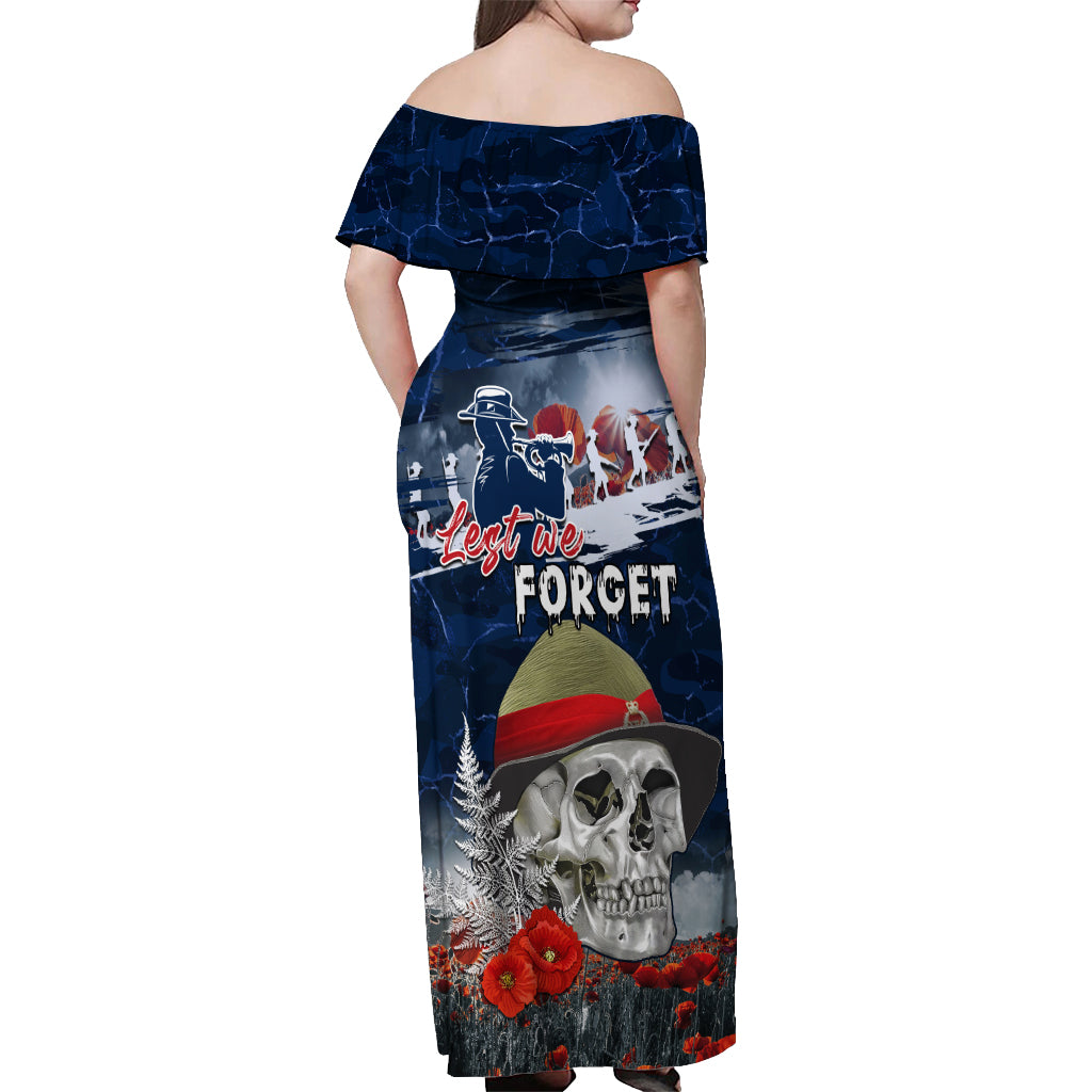 New Zealand ANZAC Day Off Shoulder Maxi Dress Freedom Ain't Free