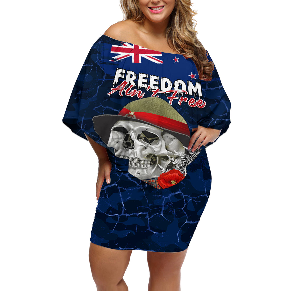 New Zealand ANZAC Day Off Shoulder Short Dress Freedom Ain't Free