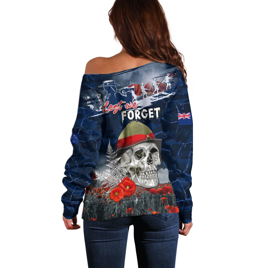 New Zealand ANZAC Day Off Shoulder Sweater Freedom Ain't Free