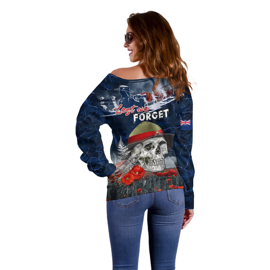 New Zealand ANZAC Day Off Shoulder Sweater Freedom Ain't Free