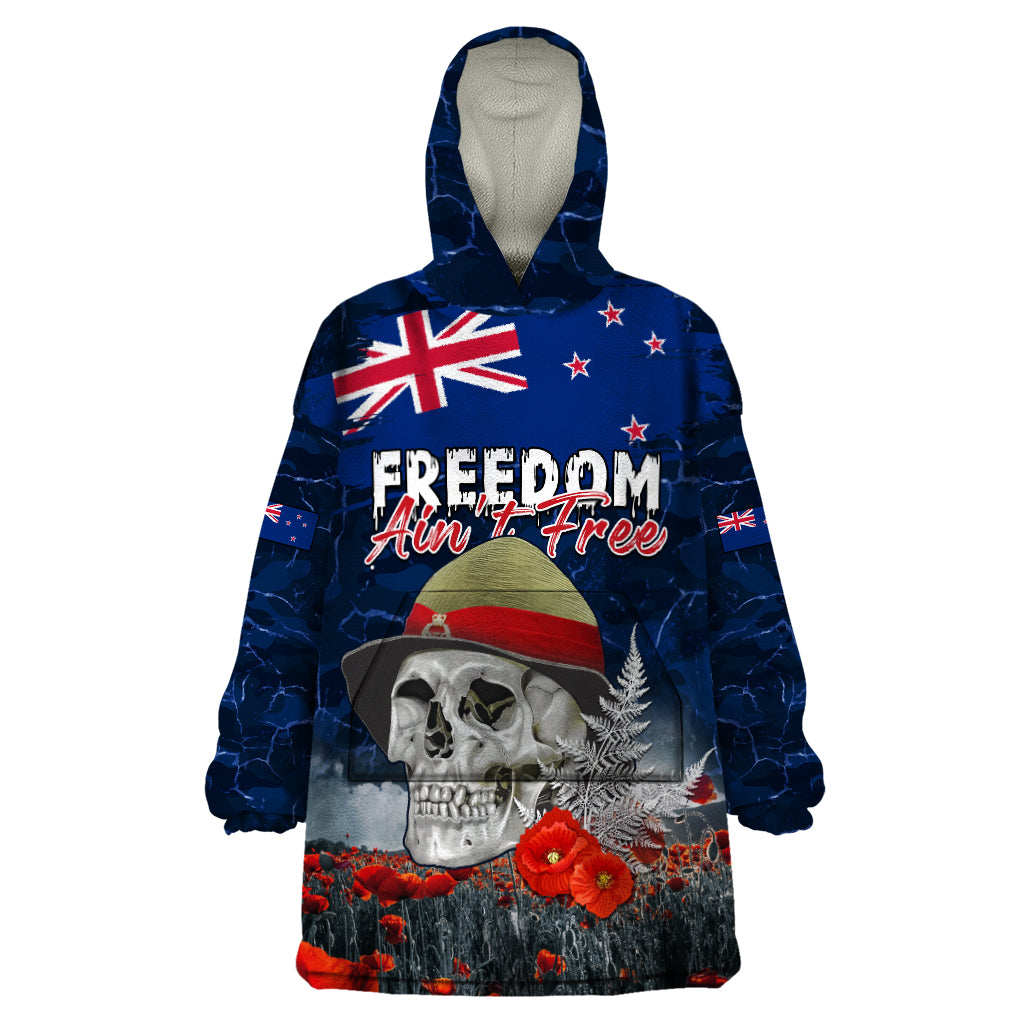 New Zealand ANZAC Day Wearable Blanket Hoodie Freedom Ain't Free