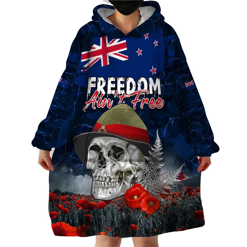 New Zealand ANZAC Day Wearable Blanket Hoodie Freedom Ain't Free