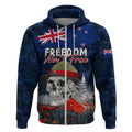 New Zealand ANZAC Day Zip Hoodie Freedom Ain't Free