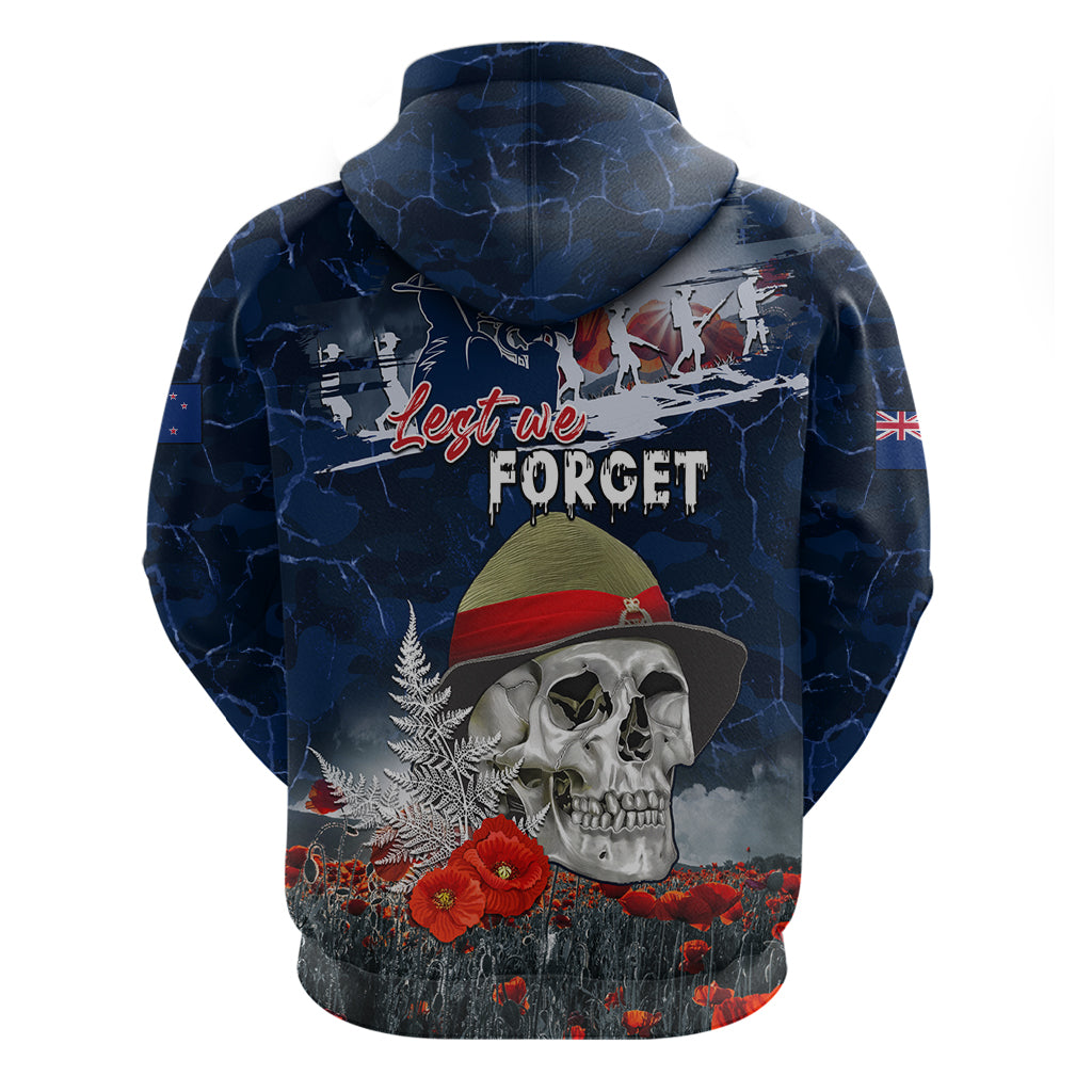 New Zealand ANZAC Day Zip Hoodie Freedom Ain't Free