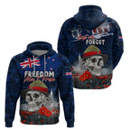 New Zealand ANZAC Day Zip Hoodie Freedom Ain't Free