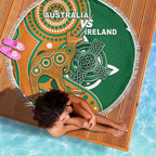 Australia And Ireland Rugby Beach Blanket Walllabies And Shamrock Together