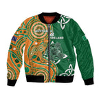 Australia And Ireland Rugby Custom Bomber Jacket Walllabies And Shamrock Together