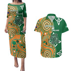 Australia And Ireland Rugby Custom Couples Matching Puletasi and Hawaiian Shirt Walllabies And Shamrock Together