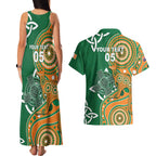 Australia And Ireland Rugby Custom Couples Matching Tank Maxi Dress and Hawaiian Shirt Walllabies And Shamrock Together