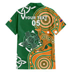 Australia And Ireland Rugby Custom Family Matching Long Sleeve Bodycon Dress and Hawaiian Shirt Walllabies And Shamrock Together