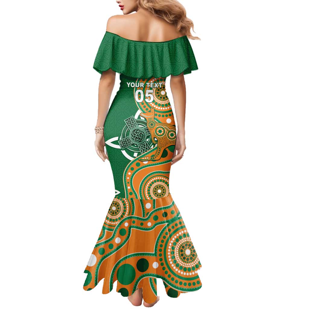 Australia And Ireland Rugby Custom Family Matching Mermaid Dress and Hawaiian Shirt Walllabies And Shamrock Together