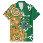Australia And Ireland Rugby Custom Family Matching Off The Shoulder Long Sleeve Dress and Hawaiian Shirt Walllabies And Shamrock Together