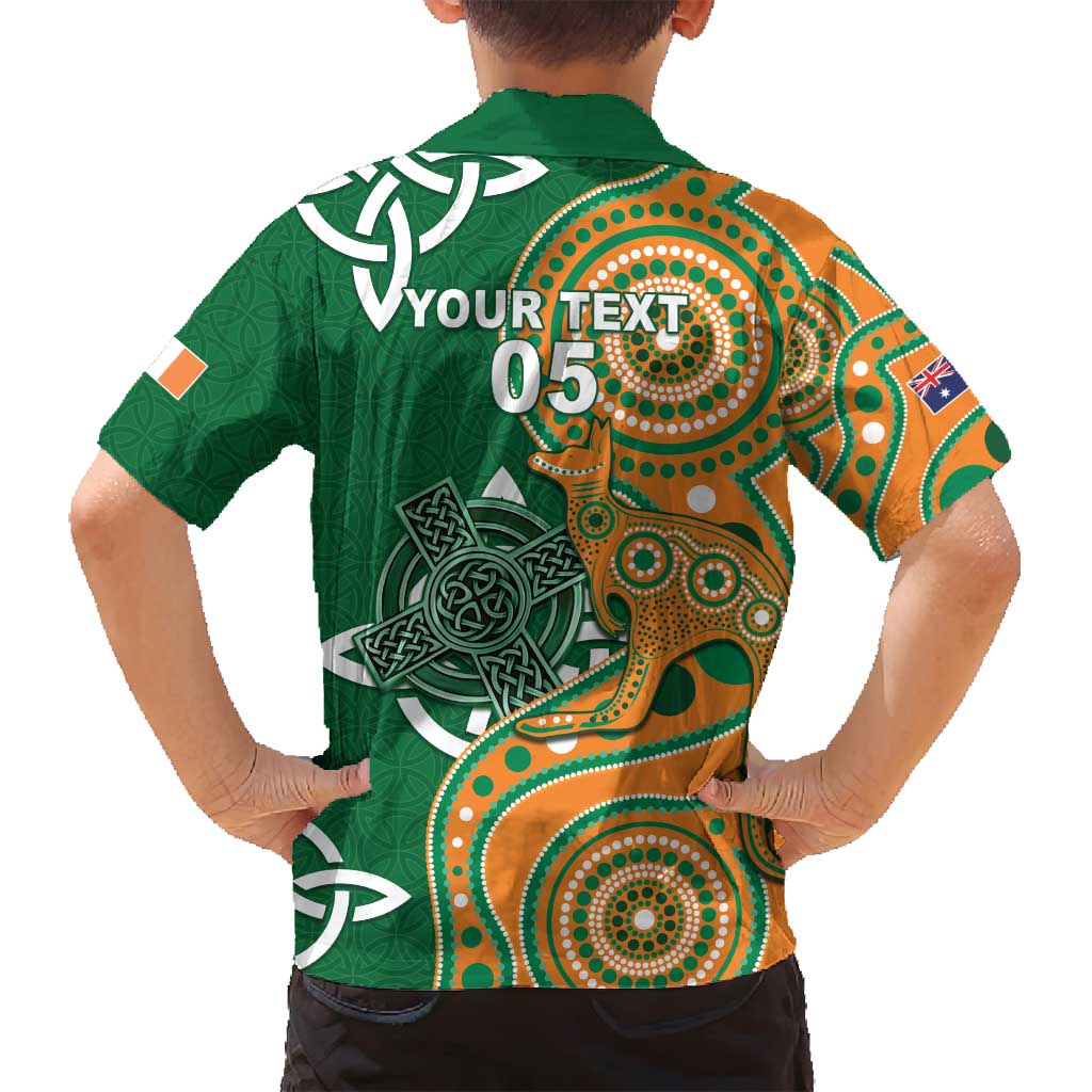 Australia And Ireland Rugby Custom Family Matching Off Shoulder Short Dress and Hawaiian Shirt Walllabies And Shamrock Together