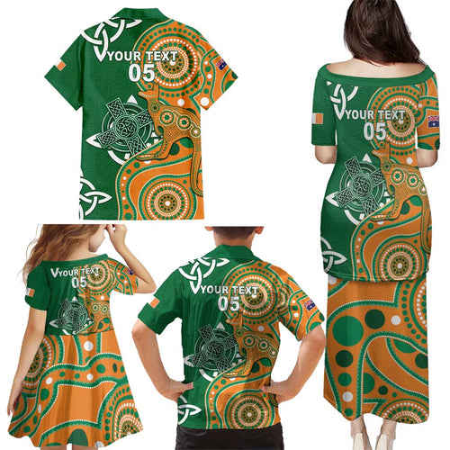 Australia And Ireland Rugby Custom Family Matching Puletasi and Hawaiian Shirt Walllabies And Shamrock Together