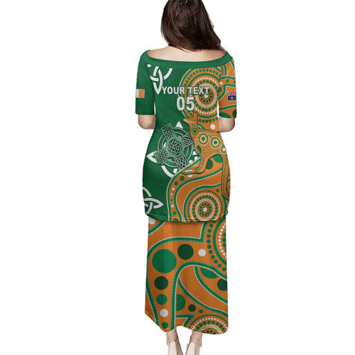 Australia And Ireland Rugby Custom Family Matching Puletasi and Hawaiian Shirt Walllabies And Shamrock Together