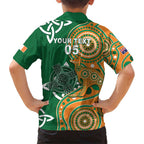Australia And Ireland Rugby Custom Family Matching Short Sleeve Bodycon Dress and Hawaiian Shirt Walllabies And Shamrock Together