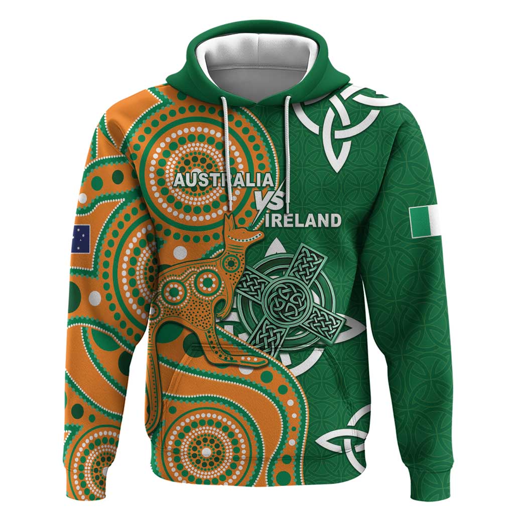 Australia And Ireland Rugby Custom Hoodie Walllabies And Shamrock Together